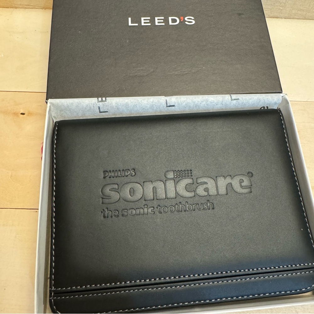 Leed’s Sonicare Office Notepad Black Leather Cover New in Box